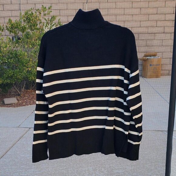 Zara Sweater Quarter Zip in Black and White Stripes size S - Picture 5 of 5